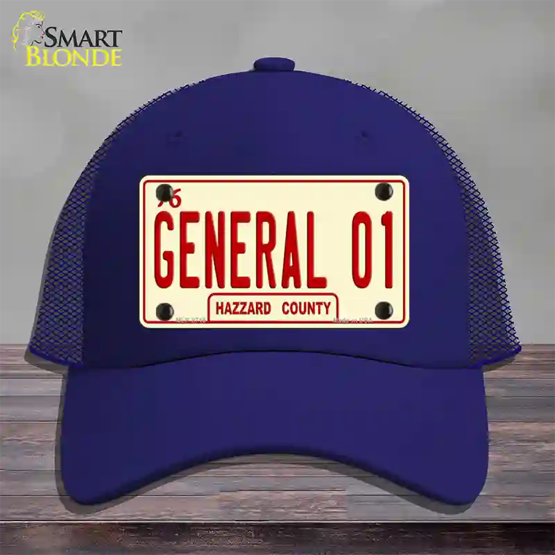 General 01 Novelty License Plate Hat Mesh / Royal Blue