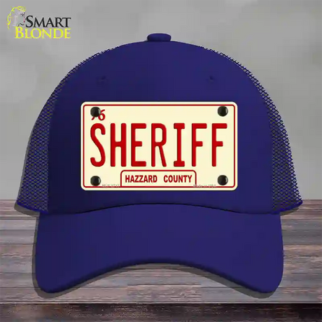 Sheriff Novelty License Plate Hat Mesh / Royal Blue