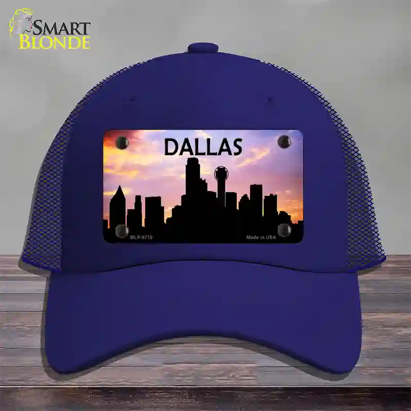 Dallas Silhouette Novelty License Plate Hat Mesh / Royal Blue