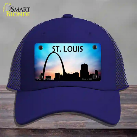 St Louis Silhouette Novelty License Plate Hat Mesh / Royal Blue