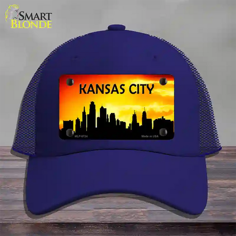 Kansas City Silhouette Novelty License Plate Hat Mesh / Royal Blue