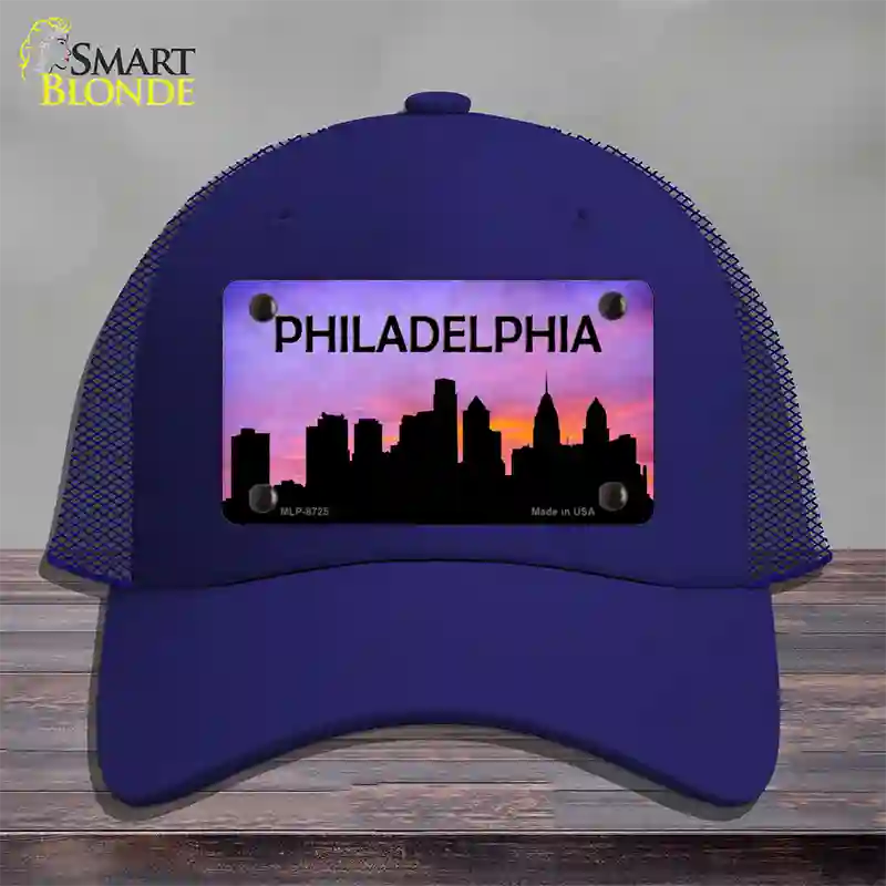 Philadelphia Silhouette Novelty License Plate Hat Mesh / Royal Blue