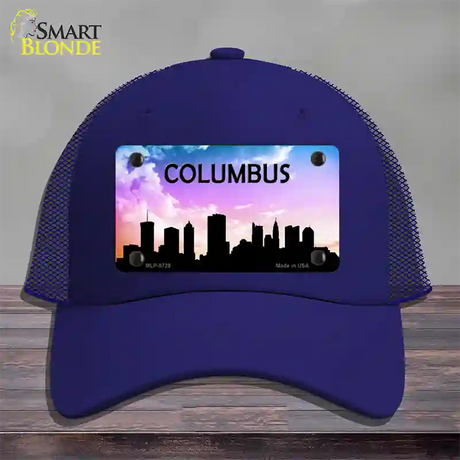 Columbus Silhouette Novelty License Plate Hat Mesh / Royal Blue