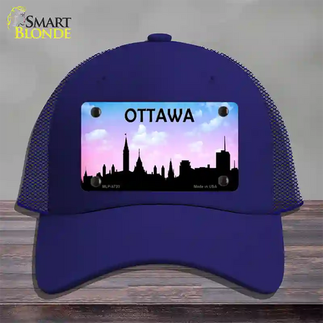 Ottawa Silhouette Novelty License Plate Hat Mesh / Royal Blue