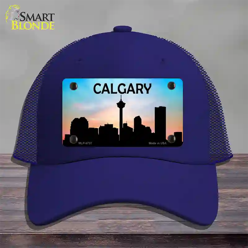 Calgary Silhouette Novelty License Plate Hat Mesh / Royal Blue