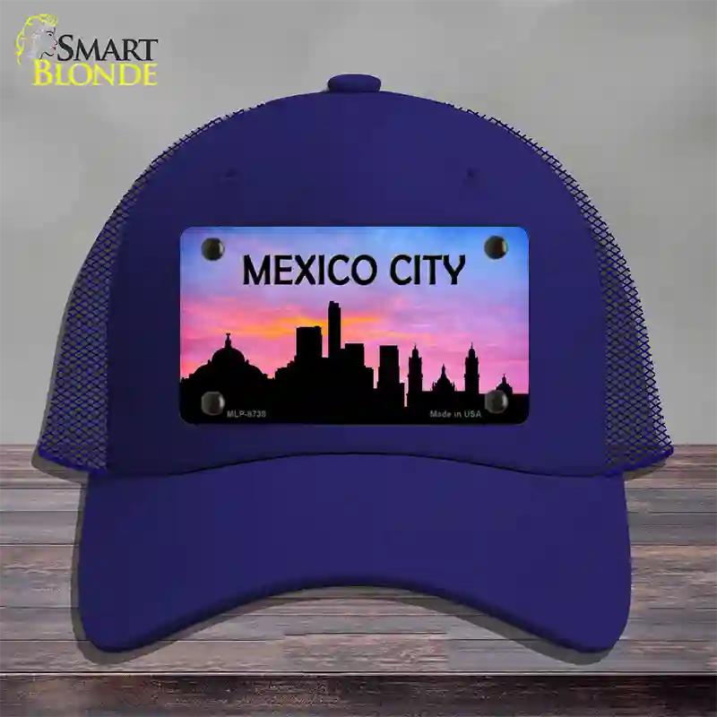 Mexico City Silhouette Novelty License Plate Hat Mesh / Royal Blue