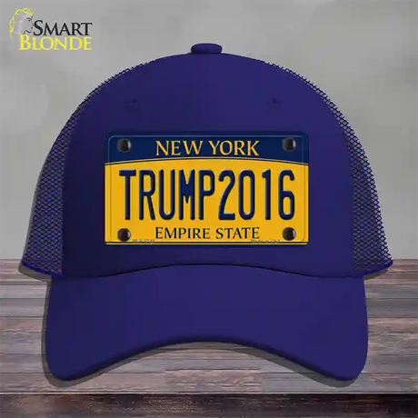 Trump 2016 Novelty License Plate Hat Mesh / Royal Blue