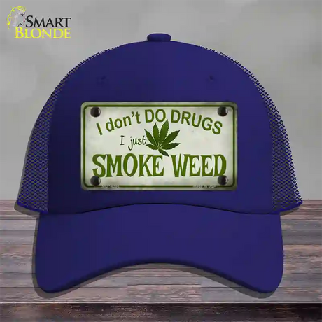 I Dont Do Drugs Novelty License Plate Hat Mesh / Royal Blue