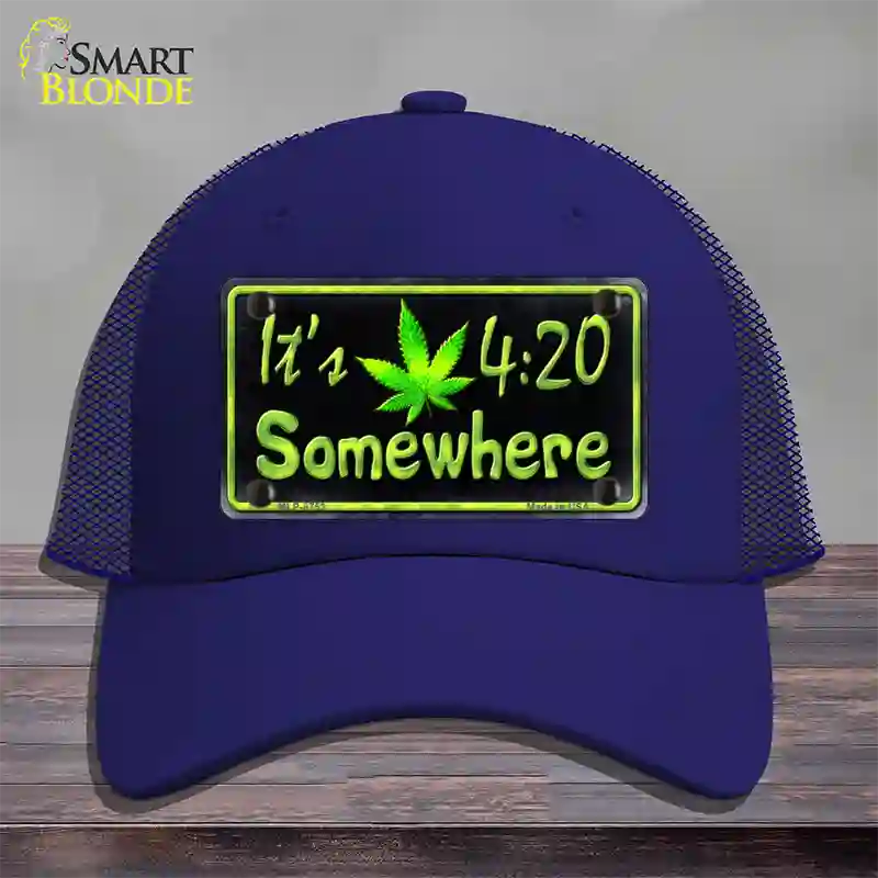 Its 4:20 Novelty License Plate Hat Mesh / Royal Blue