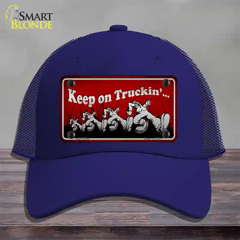 Keep On Trucking Novelty License Plate Hat Mesh / Royal Blue