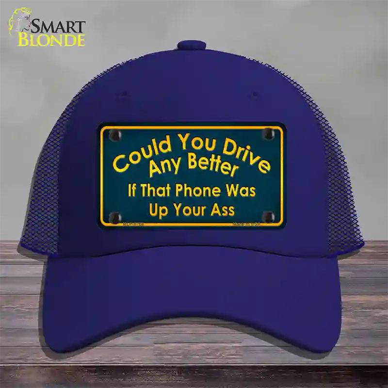 Could You Drive Novelty License Plate Hat Mesh / Royal Blue