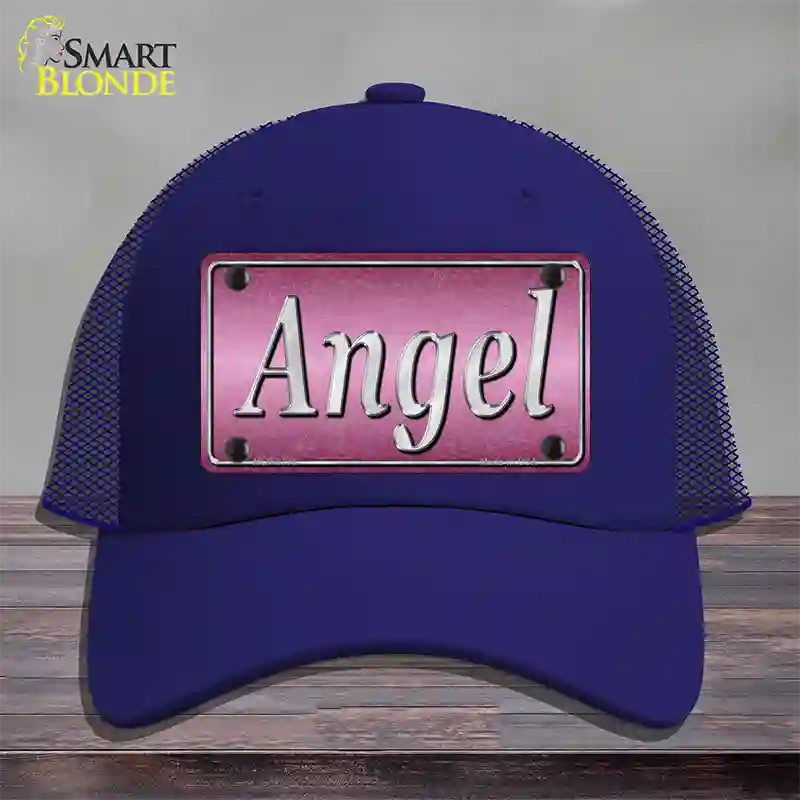 Angel Pink Novelty License Plate Hat Mesh / Royal Blue