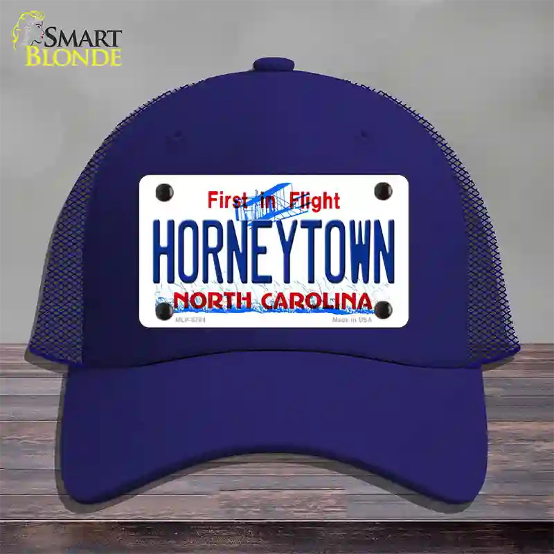 Horneytown North Carolina Novelty License Plate Hat Mesh / Royal Blue