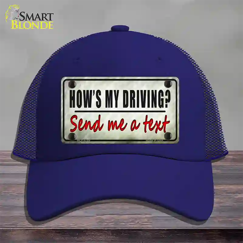 Send Me A Text Novelty License Plate Hat Mesh / Royal Blue