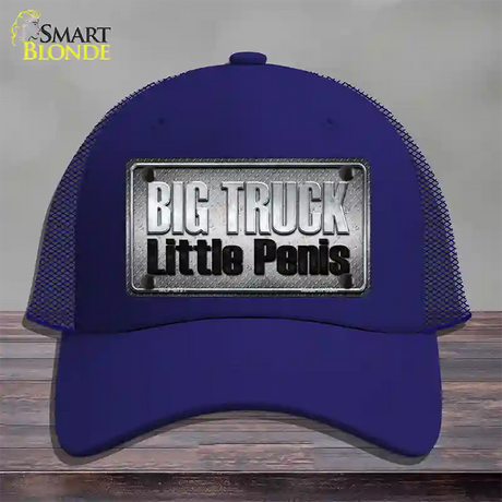 Big Truck Little Penis Novelty License Plate Hat Mesh / Royal Blue