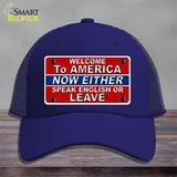 Speak English Or Leave Novelty License Plate Hat Mesh / Royal Blue