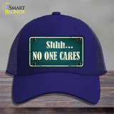 No One Cares Novelty License Plate Hat Mesh / Royal Blue