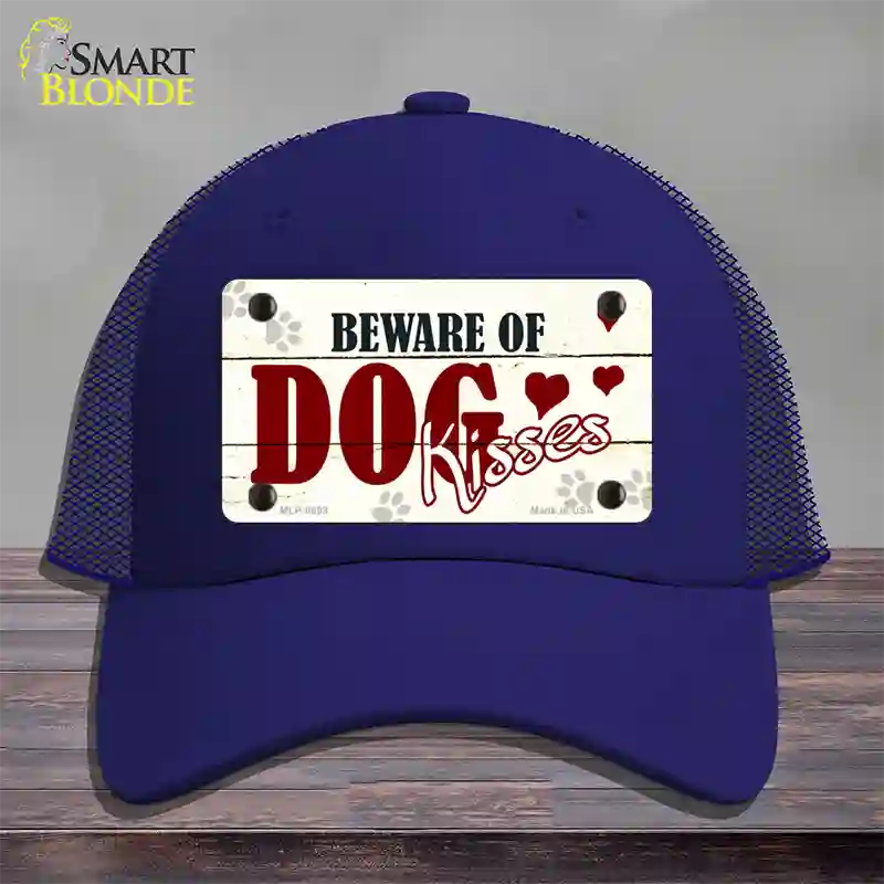 Beware of Dogs Novelty License Plate Hat Mesh / Royal Blue