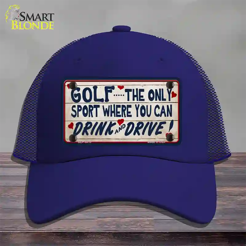 Drink And Drive Novelty License Plate Hat Mesh / Royal Blue