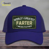 Greatest Farter Novelty License Plate Hat Mesh / Royal Blue