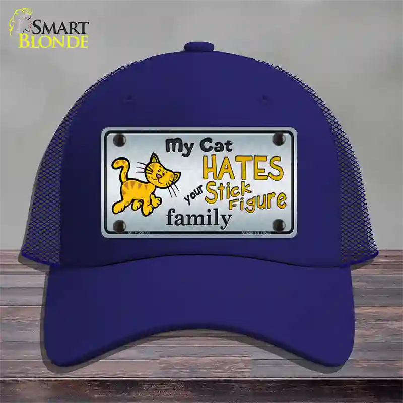 My Cat Hates Novelty License Plate Hat Mesh / Royal Blue