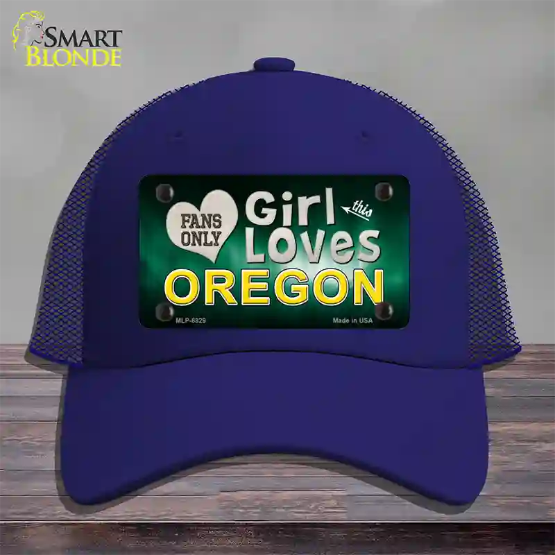 This Girl Loves Oregon Novelty License Plate Hat Mesh / Royal Blue