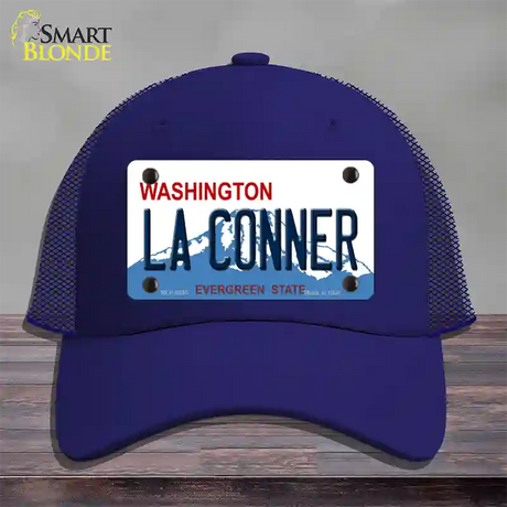 La Conner Washington Novelty License Plate Hat Mesh / Royal Blue