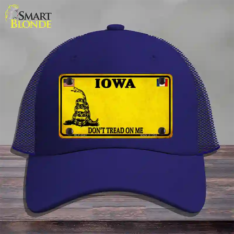 Iowa Dont Tread On Me Novelty License Plate Hat Mesh / Royal Blue