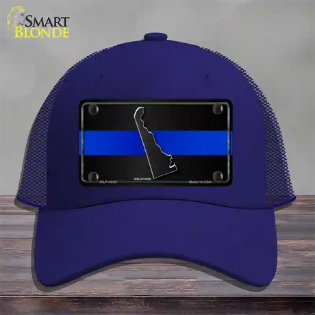 Delaware Thin Blue Line Novelty License Plate Hat Mesh / Royal Blue