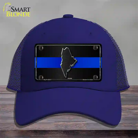 Maine Thin Blue Line Novelty License Plate Hat Mesh / Royal Blue