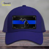 Michigan Thin Blue Line Novelty License Plate Hat Mesh / Royal Blue