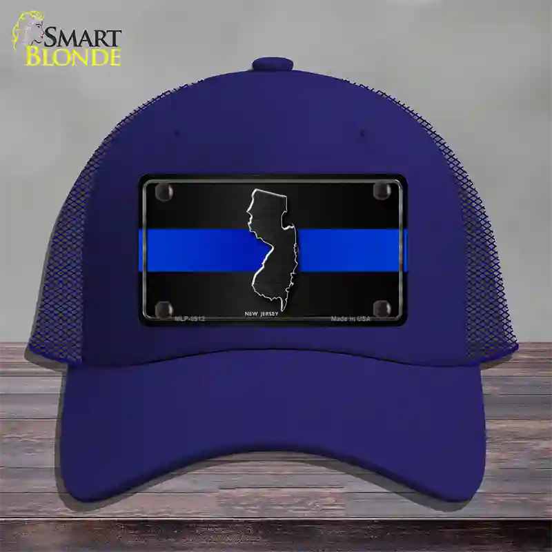 New Jersey Thin Blue Line Novelty License Plate Hat Mesh / Royal Blue