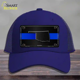 Oklahoma Thin Blue Line Novelty License Plate Hat Mesh / Royal Blue