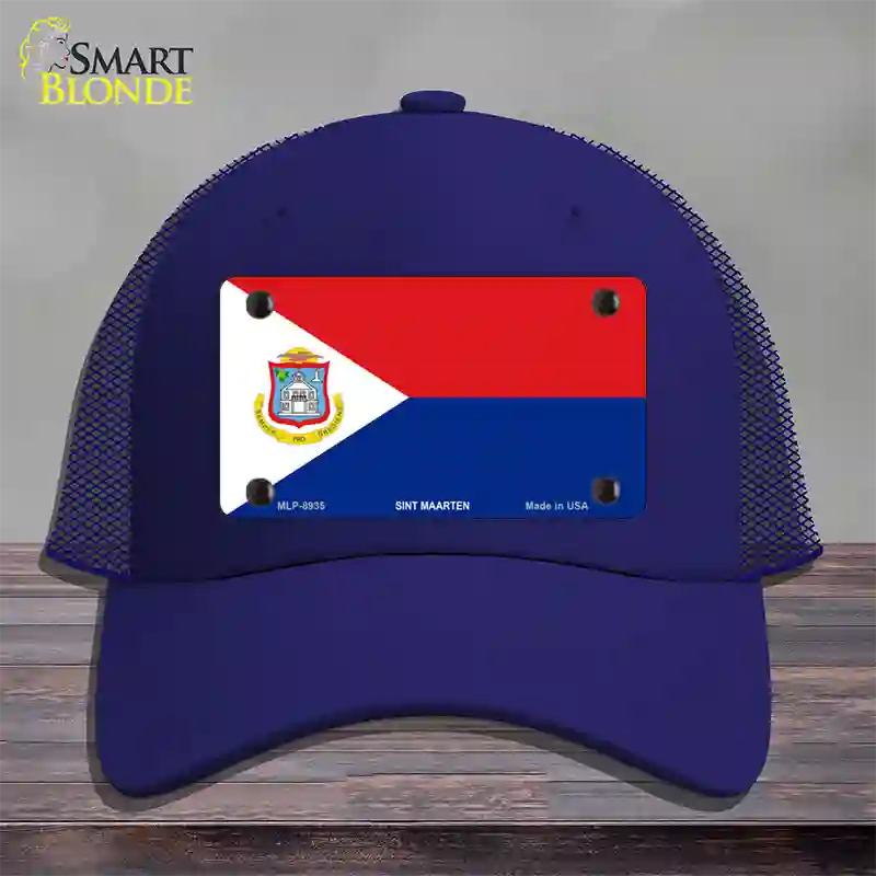 Sint Maarten Novelty License Plate Hat Mesh / Royal Blue