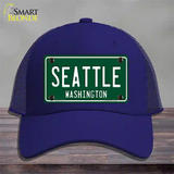 Seattle Washington Green Novelty License Plate Hat Mesh / Royal Blue