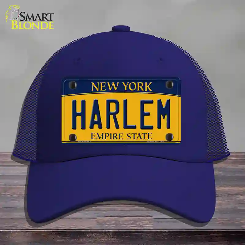 Harlem New York Novelty License Plate Hat Mesh / Royal Blue