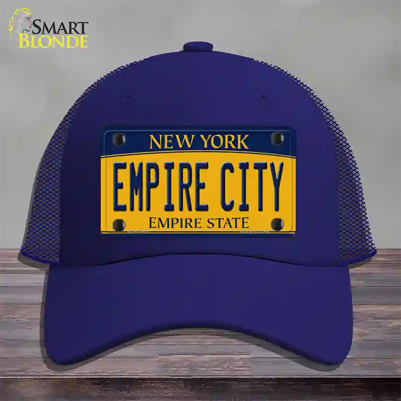 Empire City New York Novelty License Plate Hat Mesh / Royal Blue