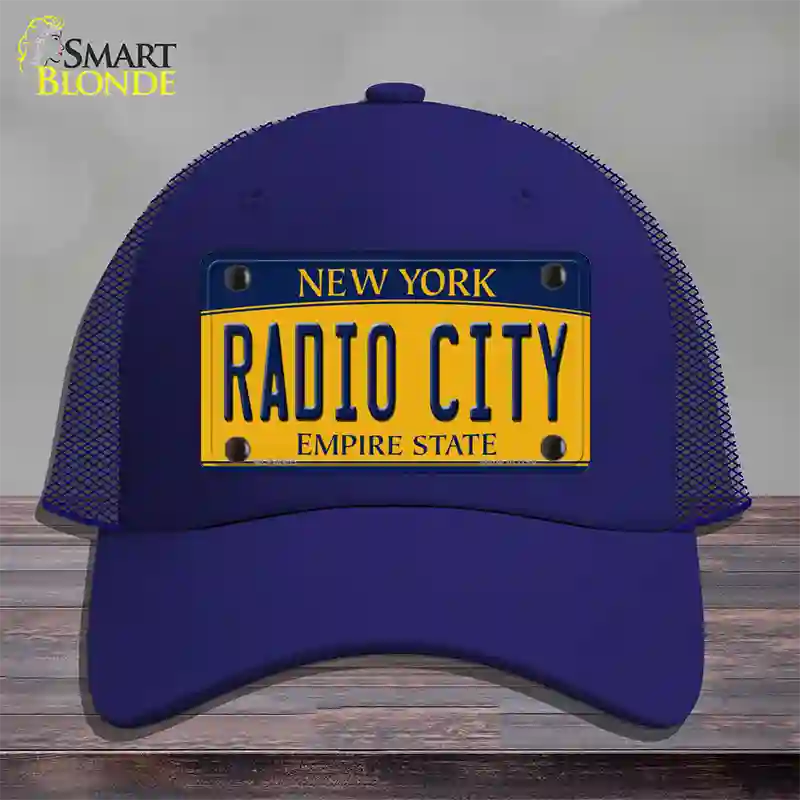 Radio City New York Novelty License Plate Hat Mesh / Royal Blue