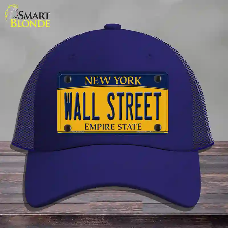 Wall Street New York Novelty License Plate Hat Mesh / Royal Blue