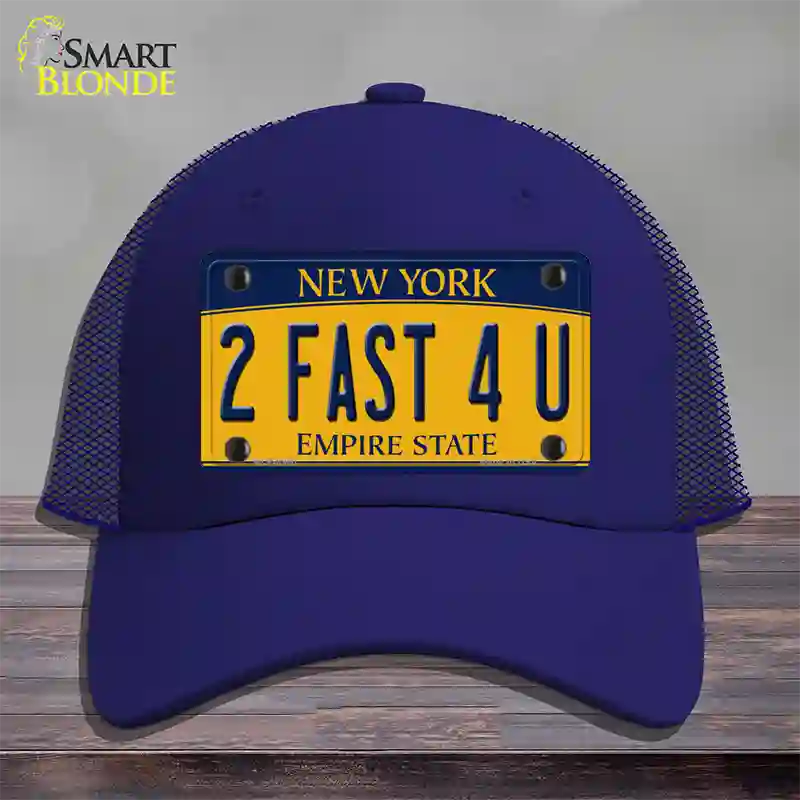 2 Fast 4 You New York Novelty License Plate Hat Mesh / Royal Blue