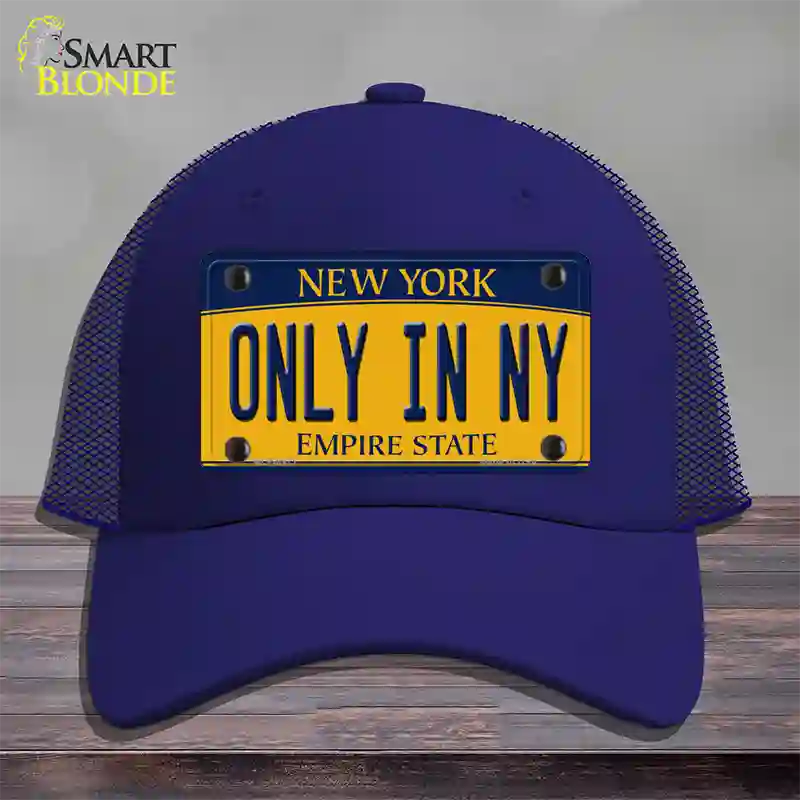 Only in NY New York Novelty License Plate Hat Mesh / Royal Blue