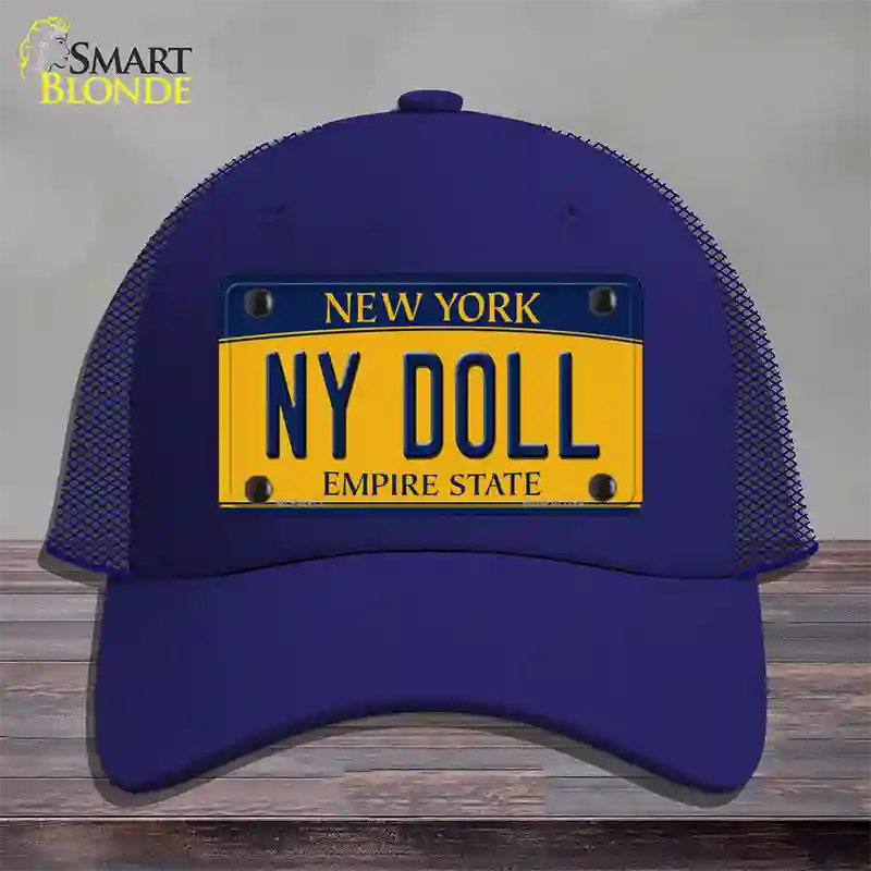 NY Doll New York Novelty License Plate Hat Mesh / Royal Blue