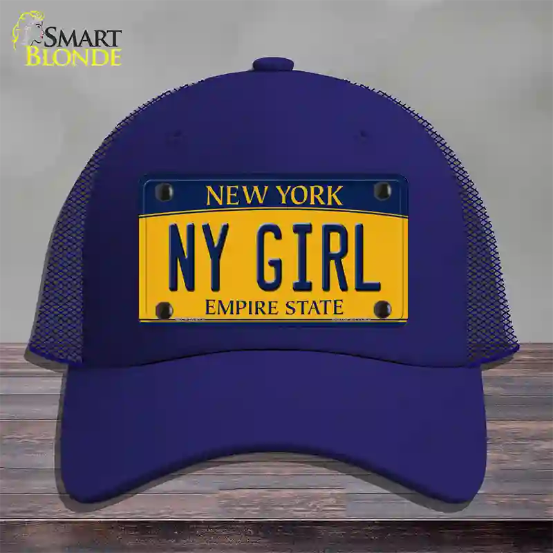 NY Girl New York Novelty License Plate Hat Mesh / Royal Blue