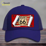 Route 66 Scroll Novelty License Plate Hat Mesh / Royal Blue