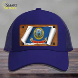 Idaho Flag Scroll Novelty License Plate Hat Mesh / Royal Blue