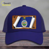 Kansas Flag Scroll Novelty License Plate Hat Mesh / Royal Blue