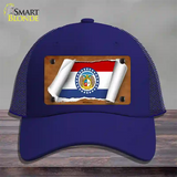 Missouri Flag Scroll Novelty License Plate Hat Mesh / Royal Blue