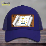 Rhode Island Flag Scroll Novelty License Plate Hat Mesh / Royal Blue