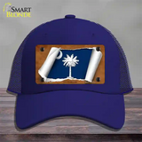 South Carolina Flag Scroll Novelty License Plate Hat Mesh / Royal Blue