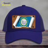 South Dakota Flag Scroll Novelty License Plate Hat Mesh / Royal Blue